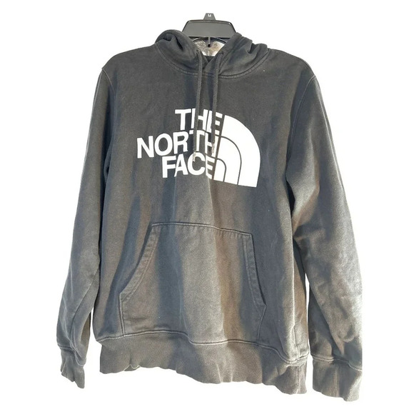 The North Face Mens Hommes Hoodie Black with White Logo Pockets Draw String Size - Picture 1 of 6